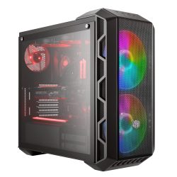 Cooler Master MasterCase H500 ARGB Mid Tower 2 x USB 3.0 / 2 x USB 2.0 Tempered Glass Side Window Panel Iron Grey Case with Addressable RGB LED Fans