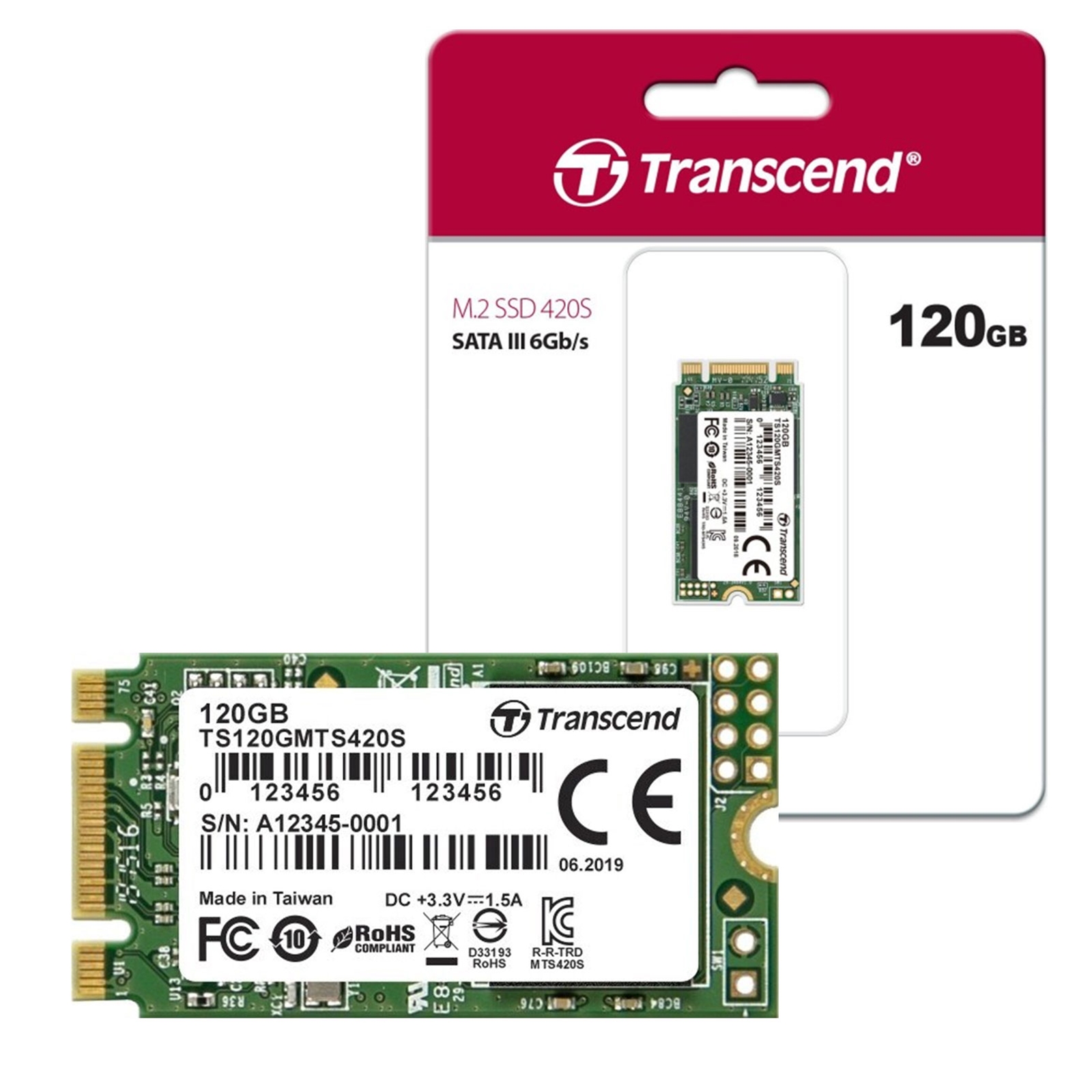 SSD Transcend M.2 2242 SATA III 120GB MTS420S 3D-NAND TS120GMTS420S