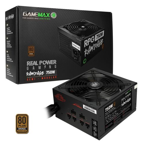 GameMax RPG Rampage 750W 140mm Ultra Silent Fan 80 PLUS Bronze Semi Modular PSU